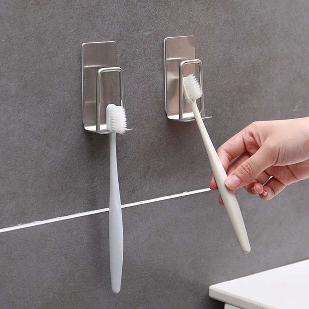 

Multifunctional Toothbrush Holder Storage Rack Wall Mounted Stick Hook Toothpaste Brush Shelf Organizer Bathroom Accessories