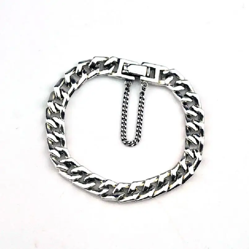 

Pure Silver 8mm Thick S925 Silver Jewelry Simple Women Link Chain Sterling 925 Silver Bracelet (YRT)