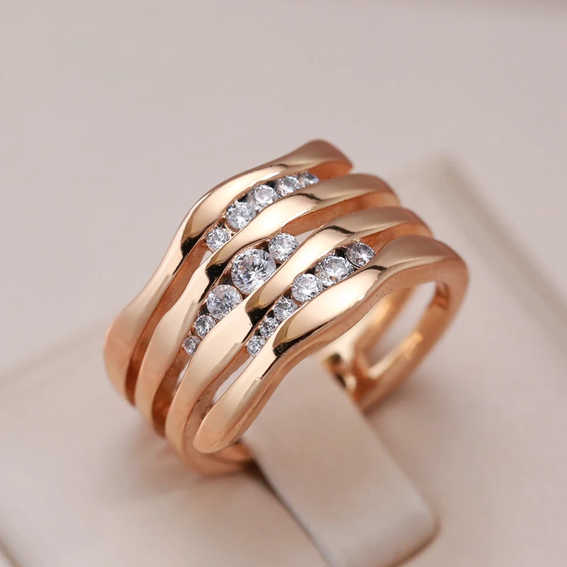 

Женские кольца из розового золота 585 пробы, с инкрустацией из микровоска