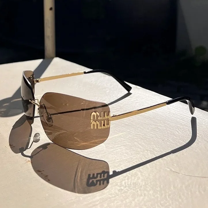 Солнцезащитные очки без оправы UV400 для мужчин и женщин роскошные брендовые