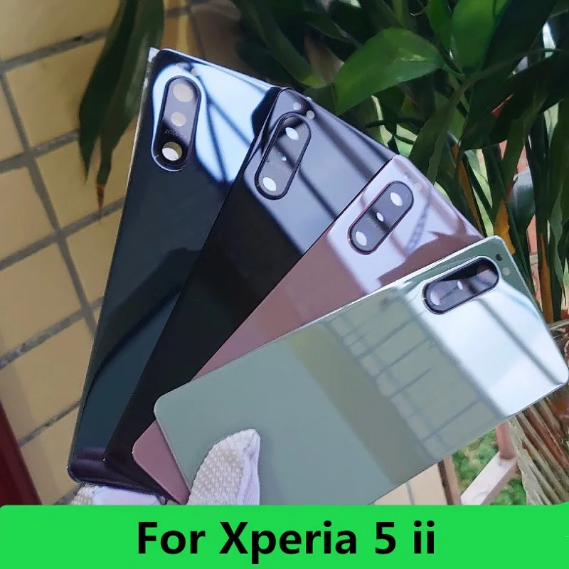 

Задняя крышка для Sony Xperia 5 II SO-52A XQ-AS52 XQ-AS62 задняя крышка аккумуляторного отсека запасная задняя крышка + объектив камеры с логотипом