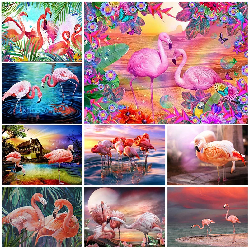 

Animal 5D Diamond Painting Flamingo Watercolor Full Diamond Mosaic Diamond Embroidery Kit DIY Rhinestone Home Art Decoration