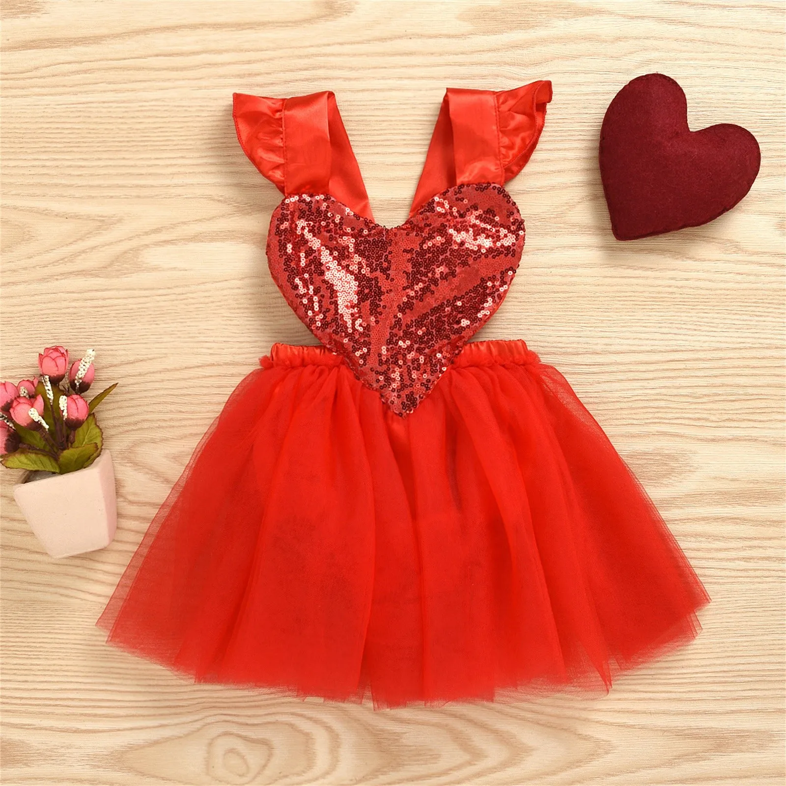 

Valentine's Day Toddler Infant Baby Girls Dress Summer Sleeveless Patchwork Tulle Dress Princess Dresses Outfits 0-24 Months