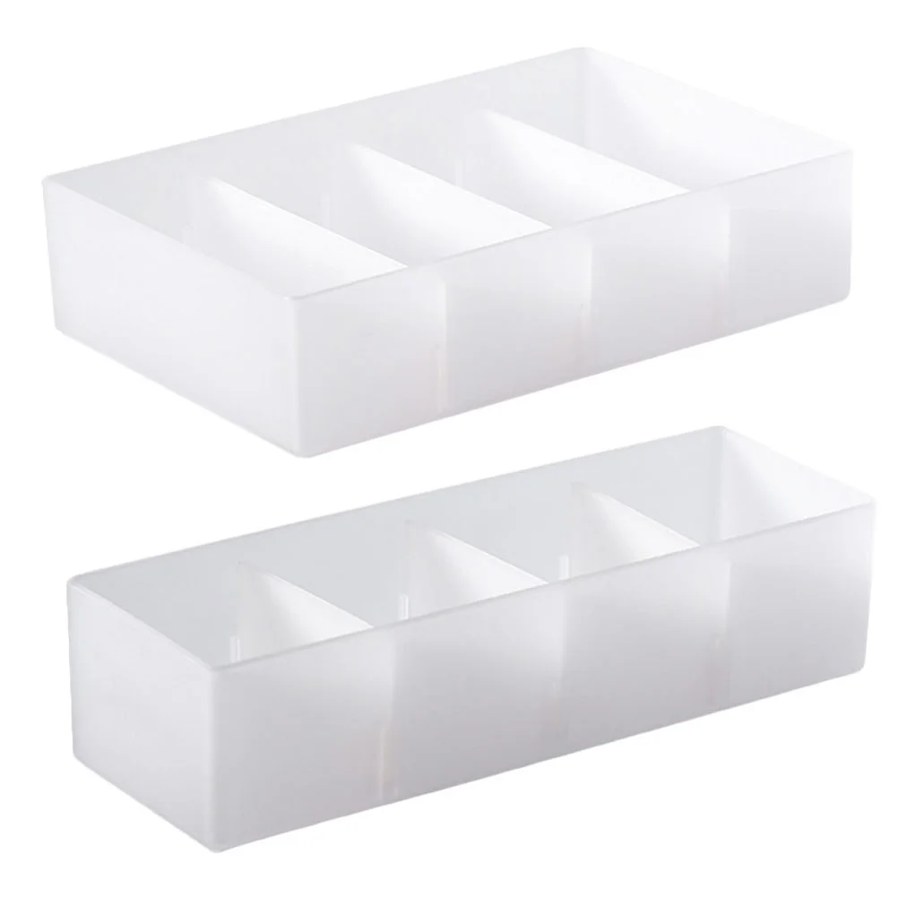 

2 Pcs Makeup Tray Drawer Organizer Dividers Storage Case Desktop Grid White Office Boxes