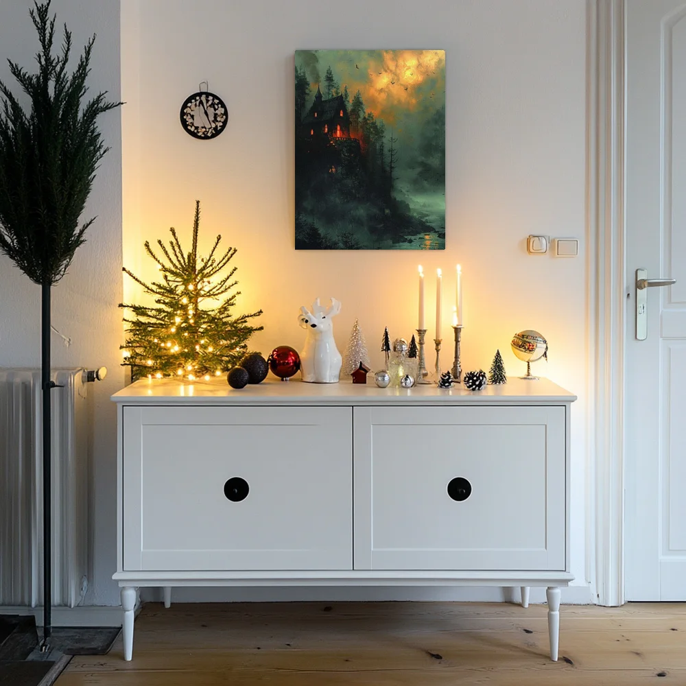 1 шт. Холордные домики в горах выдерживаются на скалах Современное холст