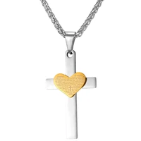 collare heart bible cross necklaces pendants stainless steel gold color men christian jewelry wholesale necklace women p148