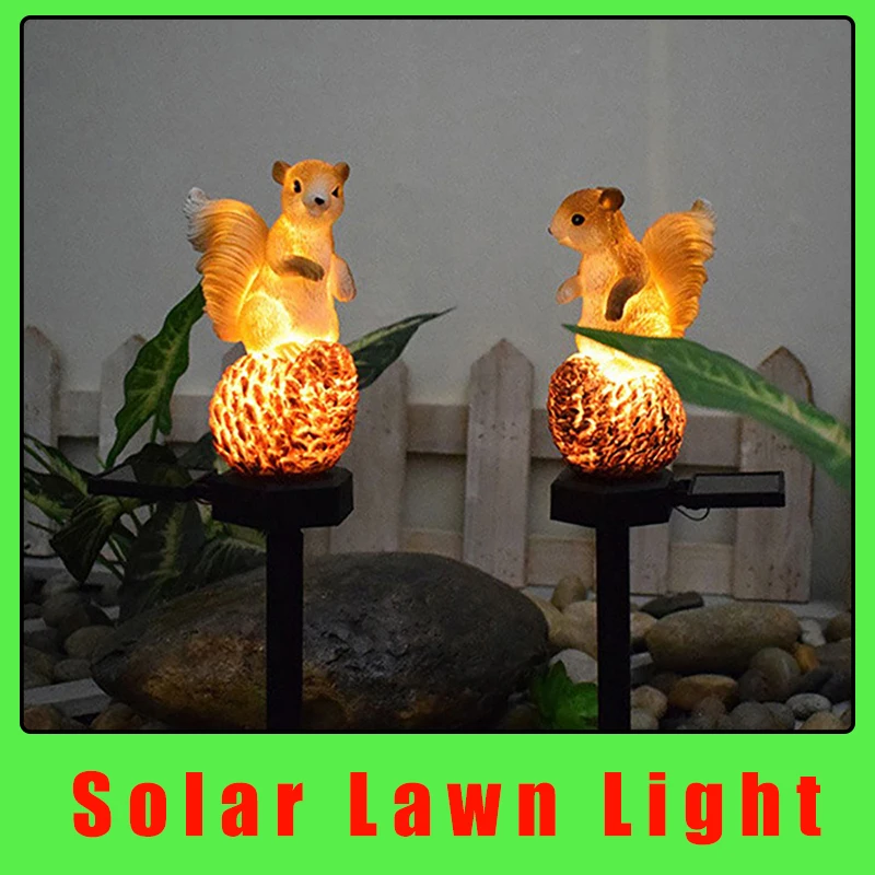 

Squirrel LED Solar Lawn Lamp Atmosphere Light Resin Handicraft Waterproof Solar Light Outdoor Garden Decoration Warm Light Patio