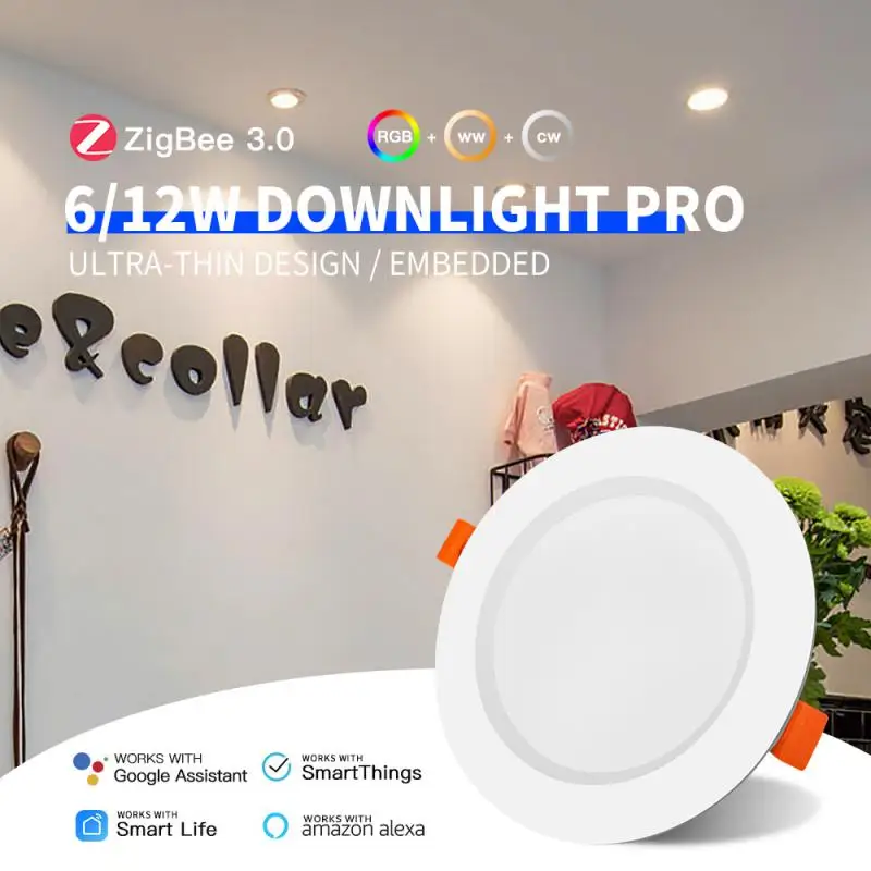 

Smart LED Recessed Ceiling Lighting, Round Spot Light, 110V 220V RGB Color Changing Dimmable Downlight Works with Alexa