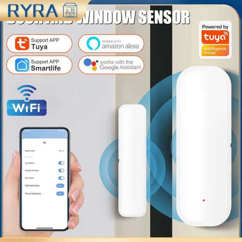 

Tuya Smart Door Open/closed Detectors Independent Magnetic Smart Door Sensor App Control Work With Google Home Alexa Tuya Wifi