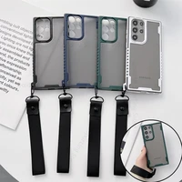 fundas for samsung s22 ultra carbon fiber shockproof case for galaxy s22 s21 plus clear lanyard wriststrap cover for galaxy s22