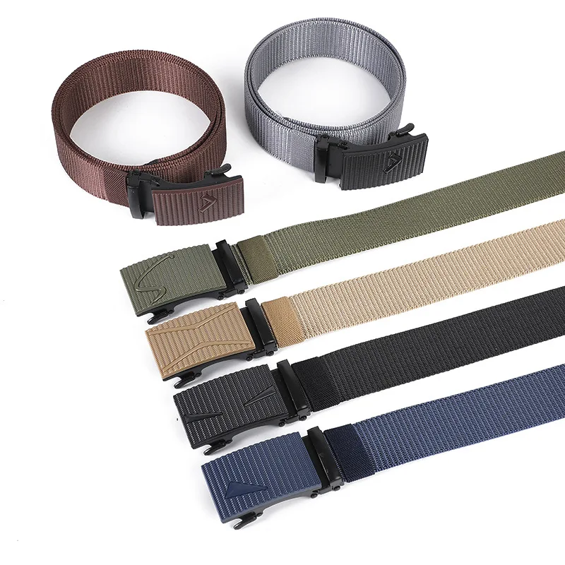 3.5cm Good Quality Outdoor Nylon Belt Alloy Plastic Automatic Buckle Canvas Men's Women's Belt Breathable and Wear-resistant