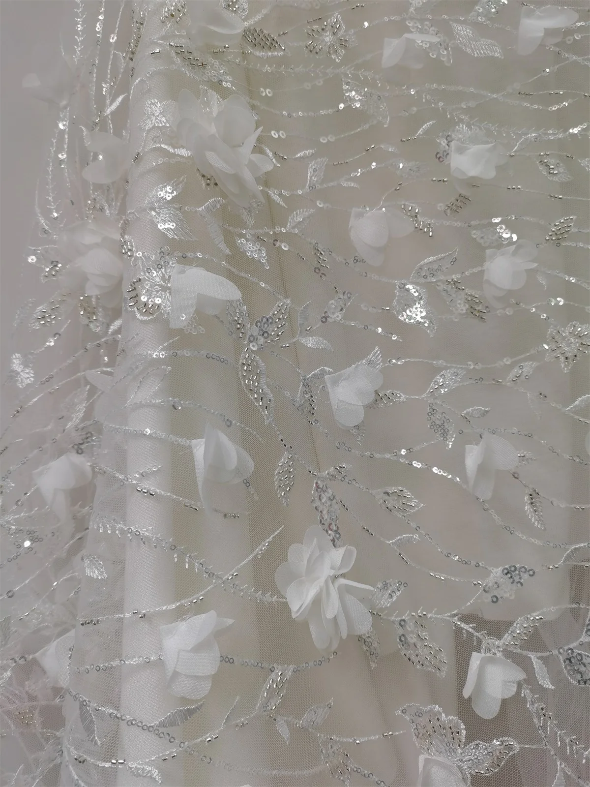 Белоснежная 3d цветочная кружевная ткань свадебное платье роскошная африканская