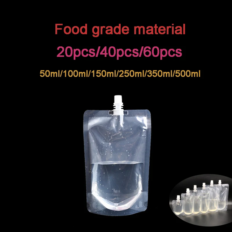 

20/40/60 Pcs Clear Travel Drink Plastic Bag Transport Drink Bag Sealed Reusable Coffee Milk Drink Juice Travel Organizer Pouch