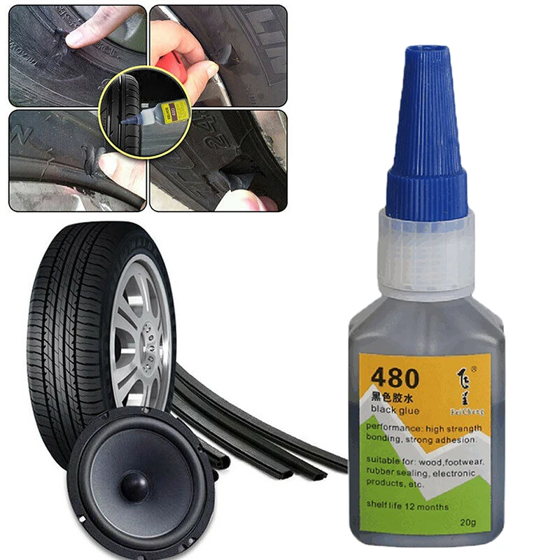

480 Black Super Glue Car Rubber Repair Tire Glue Window Speaker Seal 20G