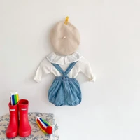 2022 spring and autumn new arrival infant children boys and girls baby suspenders jeans straps one piece romper