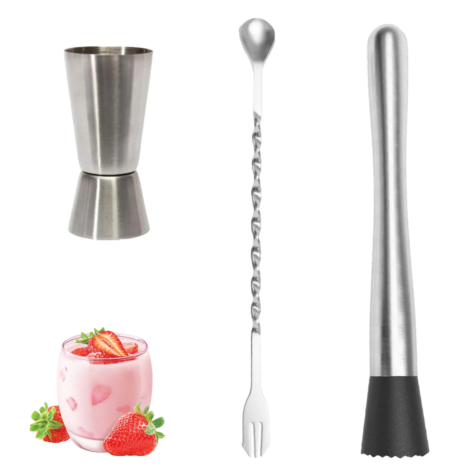

Cocktail Muddler Set 3-in-1 Stainless Steel Home Bar Tool Set Professional Drink Muddler To Muddle And Mix Cocktail And Fruit