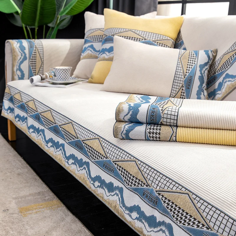 

Cloud Peak Jacquard Sofa Cushion for Living Room Non-slip Sofa Towel Couch Cover Corner Sofa Mat Seat Pad Modern Home Protection