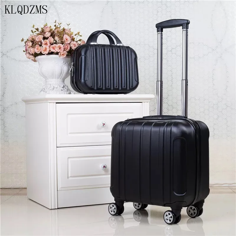 KLQDZMS Small 18-Inch Men's Business Suitcase Girl Cosmetics Luggage Case Cabin Portable Large-Capacity Roller Carry-On Bag