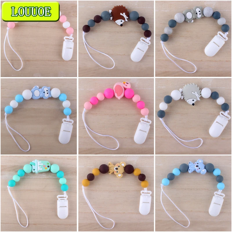 

New Baby Pacifier Holder Safety Plastic Nipple Clips BPA Free Silicone Beads Koala Teething Chain Newborn Nursing Shower Gift