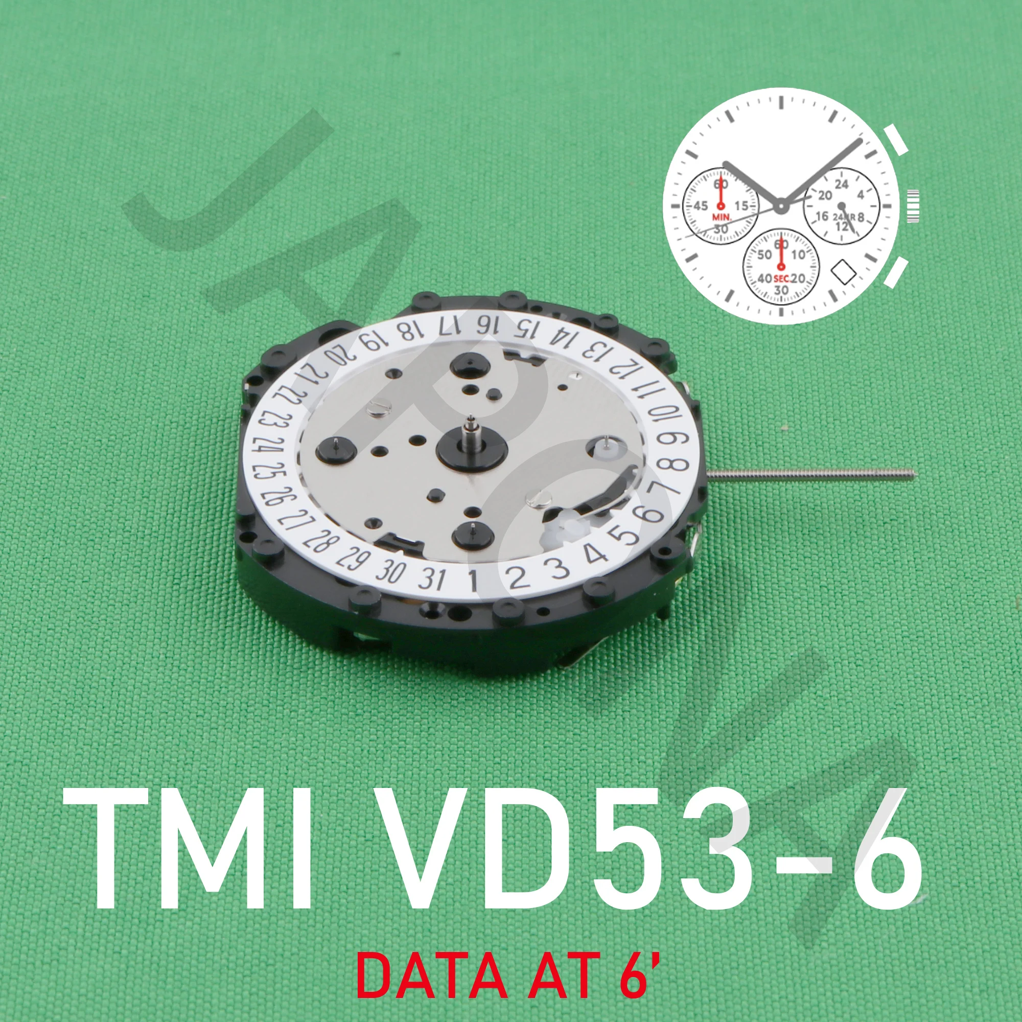 TMI VD53C-6（3.6.9） japan quartz movement Single Calendar date at 6 six pins3/6/9 bit small second  vd53