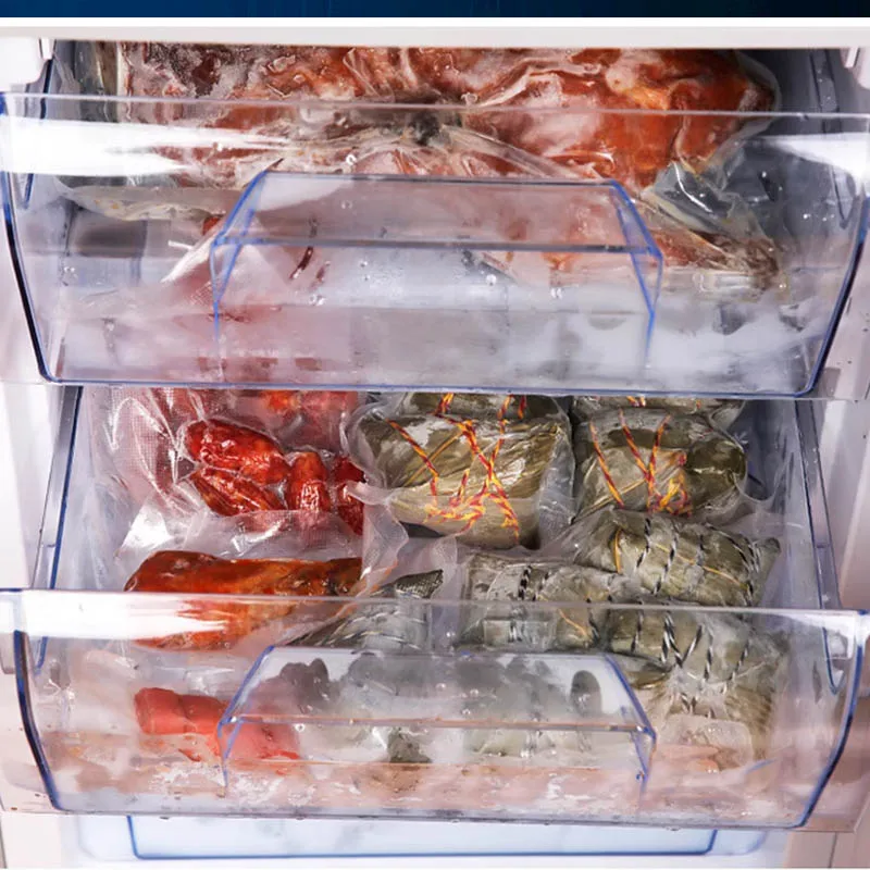 Фото Рулоны для вакуумной упаковки с текстурой, 28см x 500см, из полиэтилена, для сублимационной вакуумной упаковки мяса, заморозки продуктов, кухонные принадлежности №4