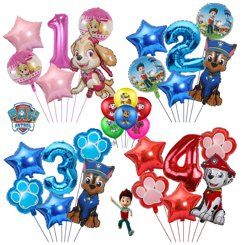 

Paw Patrol Dog Balloon Chase Skye Marshall Boy Girl Birthday Party Decoration Aluminum Film Balloon Children's Party Supplies