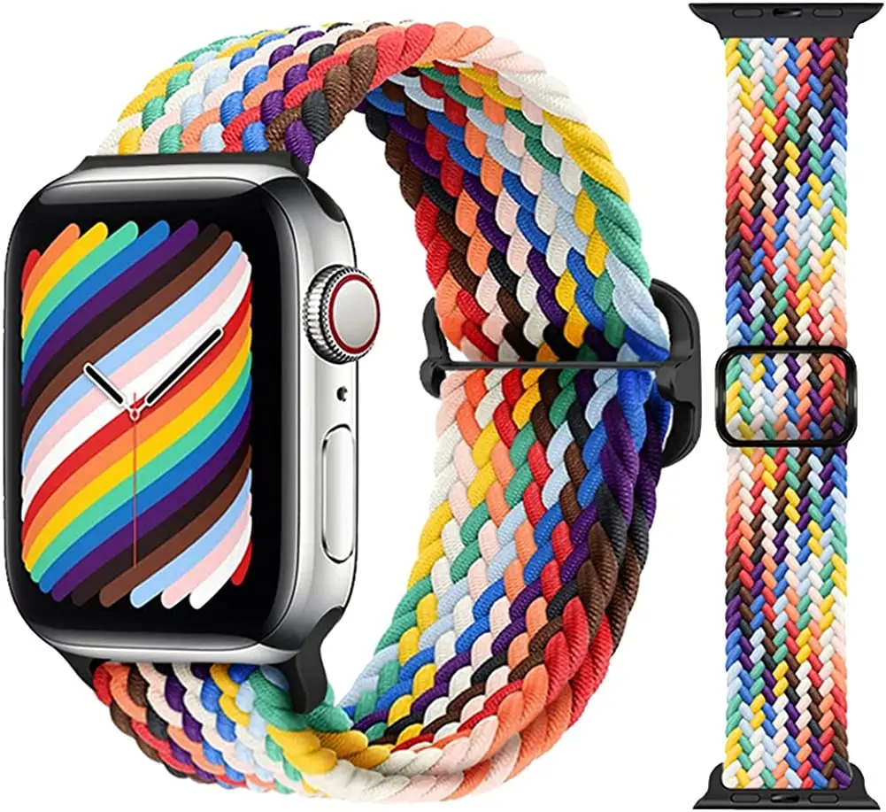 

Плетеный ремешок Solo для Apple Watch, эластичный нейлоновый браслет для iWatch Series 7 41 мм 40 мм, 45 мм 44 мм 38 мм 42 мм 3 4 5 6 se