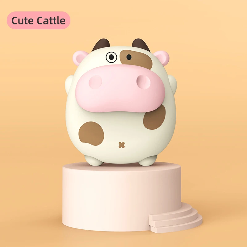 Cute Pig Cow Hand Warmer Quick Heating Mini USB Rechargeable Electric Hands Heater Pocket Cartoon Winter Hand Warmer Night Light images - 6