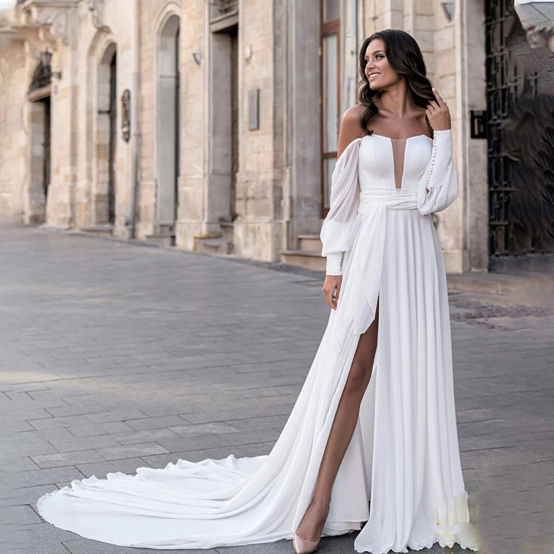 

Женское фатиновое платье It's yiiya, белое ТРАПЕЦИЕВИДНОЕ ПЛАТЬЕ на молнии с V-образным вырезом и длинными рукавами на лето 2019