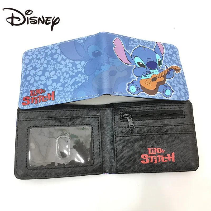 Disney Stitch Blue Long Ears Pu Coin Purse Starbaby Shi Dizai Short Folding Wallet Wallet Dropshipping
