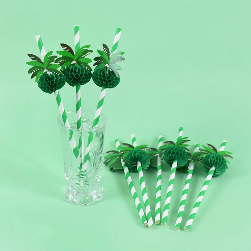 

20/40pcs Cocktail Beverage Straw Honeycomb Leaf Decoration Disposable Straw Wedding Hawaii Party Bar Outdoor Picnic Supplies