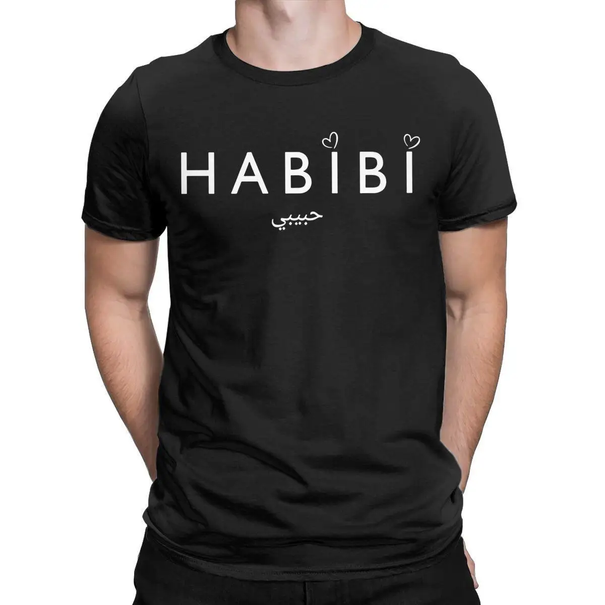 Men's Habibi Habibati Optical Illisions T Shirts 100% Cotton Tops Leisure Short Sleeve Round Neck Tee Shirt Printed T-Shirts