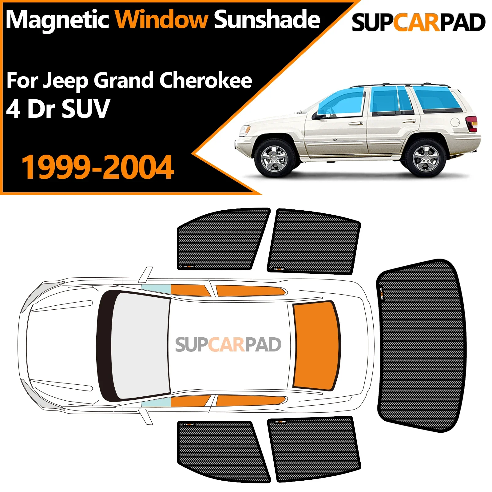 Фото Солнцезащитный козырек на окно автомобиля на заказ для Jeep Grand Cherokee 4 Dr SUV 1999-2004, магнитная сетка для штор, солнцезащитный козырек на лобовое стекло №3
