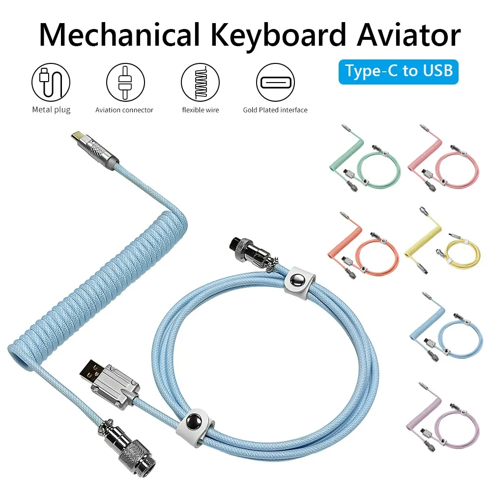 

Авиационный соединитель 2 в 1 с портом Type-c на USB, разъем с воздушным штекером, разноцветные огни Rgb, авиаторный кабель с золотым покрытием для ...
