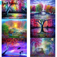 colorful forest tree sunlight lake kids diamond painting landscape cross stitch mosaic rhinestones for living room home decor