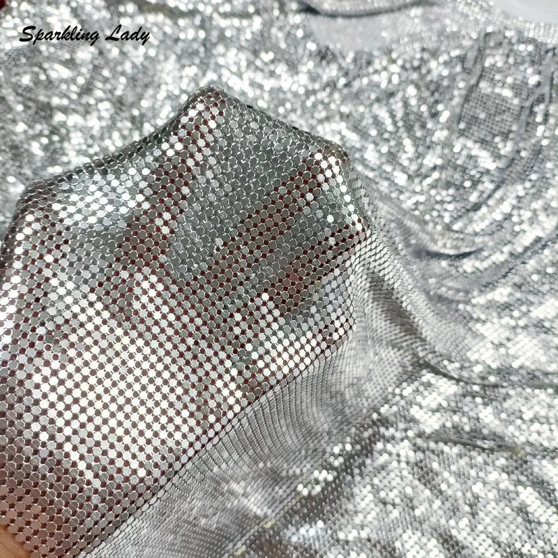 Блестящая серебряная блестящая ткань Гибкая алюминиевая металлическая сетка с