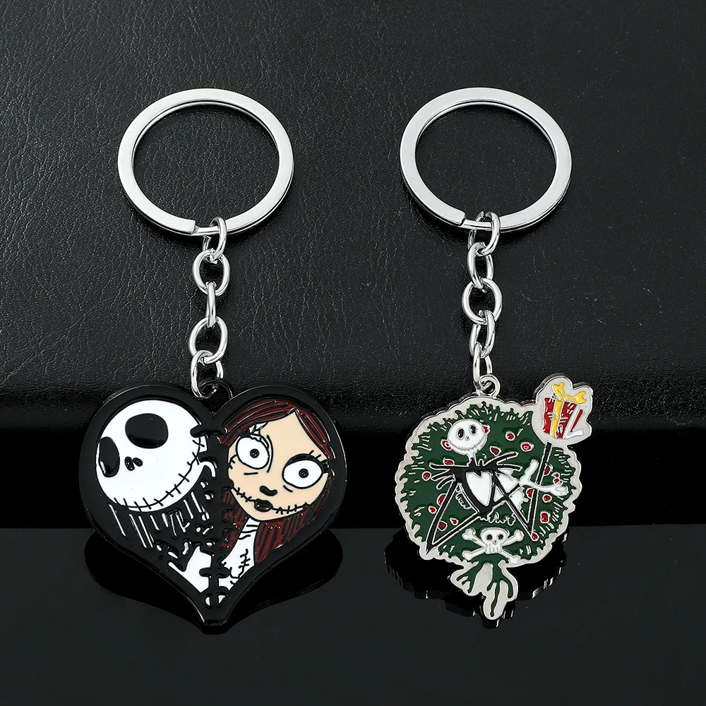 

The Nightmare Before Christmas Jack Skellington Sally Pendant Car Keychains Backpack Key Chain Keyring Key Holder Gifts