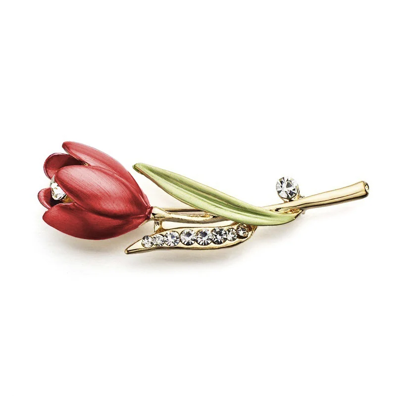 

New Elegant Tulip Rhinestone Flower Brooch Pin Crystal Costume Jewelry Clothes Accessories Jewelry Brooches Gift Wedding Pins