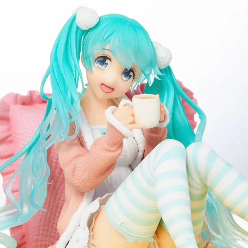 

2022 New Anime Hatsune Miku Cute Kawaii Virtual Singer Miku sitting girl large base PVC Action Figure Collectible Model Toy