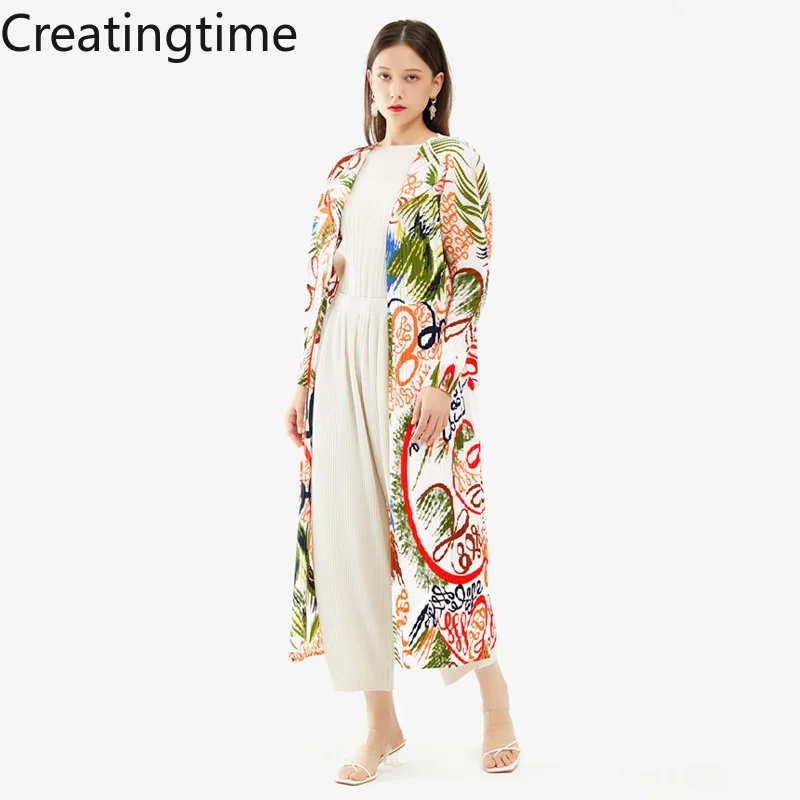 

Тренчкот Creatingtime женский с отложным воротником, модный Свободный Повседневный плащ в стиле пэчворк с принтом, GA453, весна 2022