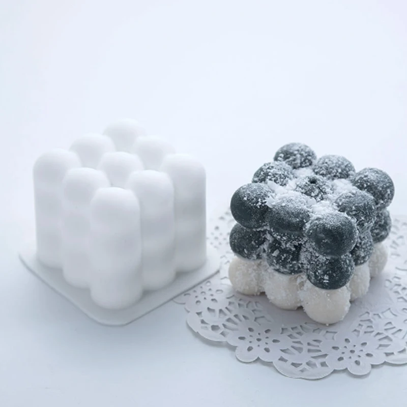 Силиконовая форма для свечей кубической формы с пузырьковым дизайном выпечки