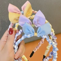 korean sweet plaid print color matching hairband cute knot bow childrens hair band headband hair hoop for kids girls baby