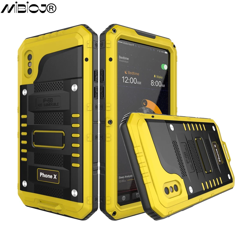 

360 Heavy Duty Metal Armor Protection Case IP68 Waterproof Shockproof Cover for iPhone 14 13 12 11 Pro X Xs Max XR 7 8 Plus SE