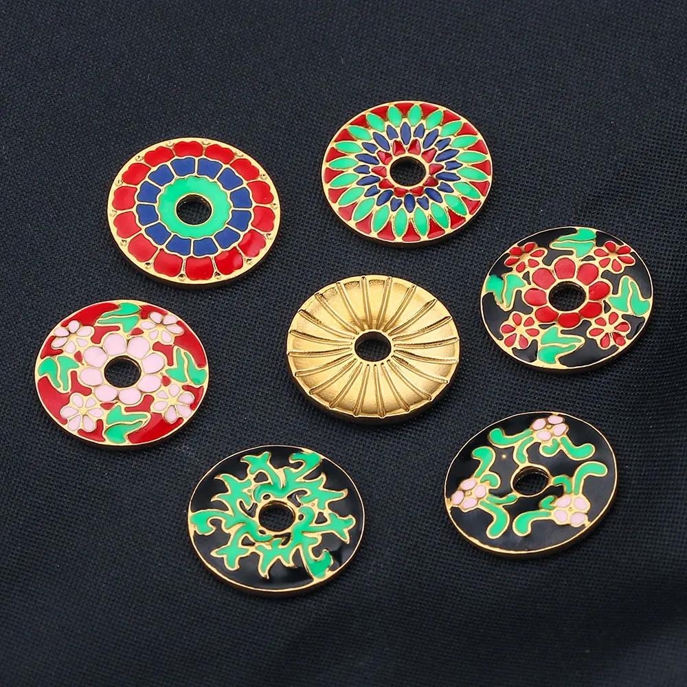 

5pcs Stainless Steel Lovely Sakura Drip Oil Spacer Beads Spacer Pendant Charms DIY Jewelry Making Earrings Connectors Findings