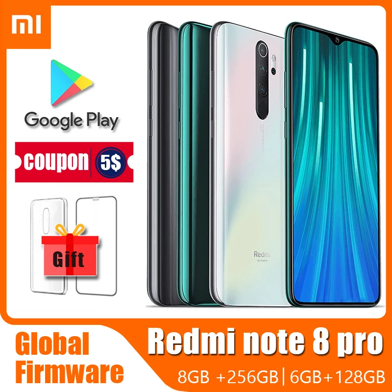 Смартфон Xiaomi Redmi Note 8 Pro сотовый телефон Android оригинальный 6 ГБ ОЗУ 128 Гб ПЗУ