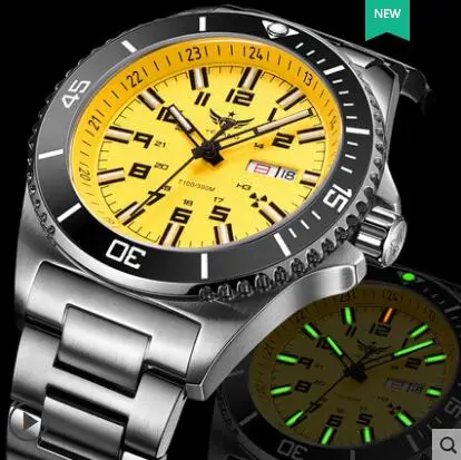 

Yelang Men Tritium T100 Watch Automatic Japan Miyota Movement Date Day Sapphire Rotated Dial WR300M Diving Mechanical Watch