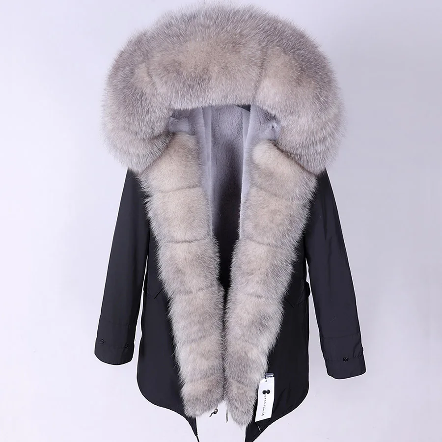 maomaokong winter Women's jacket 2022 female natural Real fur coat fox fur collar jacket long parka Women's clothing