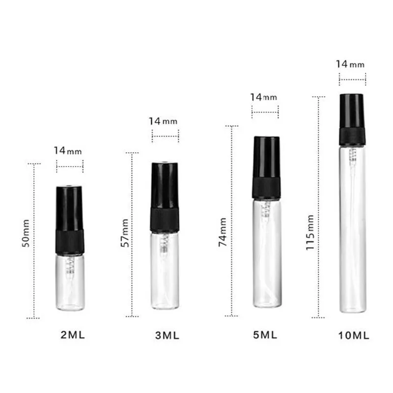 50Pcs 2ML 5ML 10ML Black Portable Mini Perfume Glass Bottle Empty Cosmetics Bottle Sample Thin Glass Vials Alcohol Refillable 2# images - 6