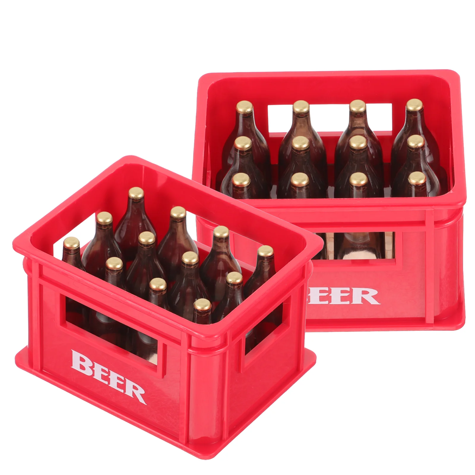 

2 Sets Mini House Ornaments Plastic Crate and Bottle Modeling Tiny House Decor