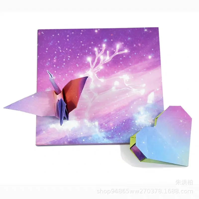 Бумага для оригами с двухсторонней звездной расцветкой, размером 15 см, в наборе 60 штук, для детского творчества и создания тысячи журавликов, оптом.